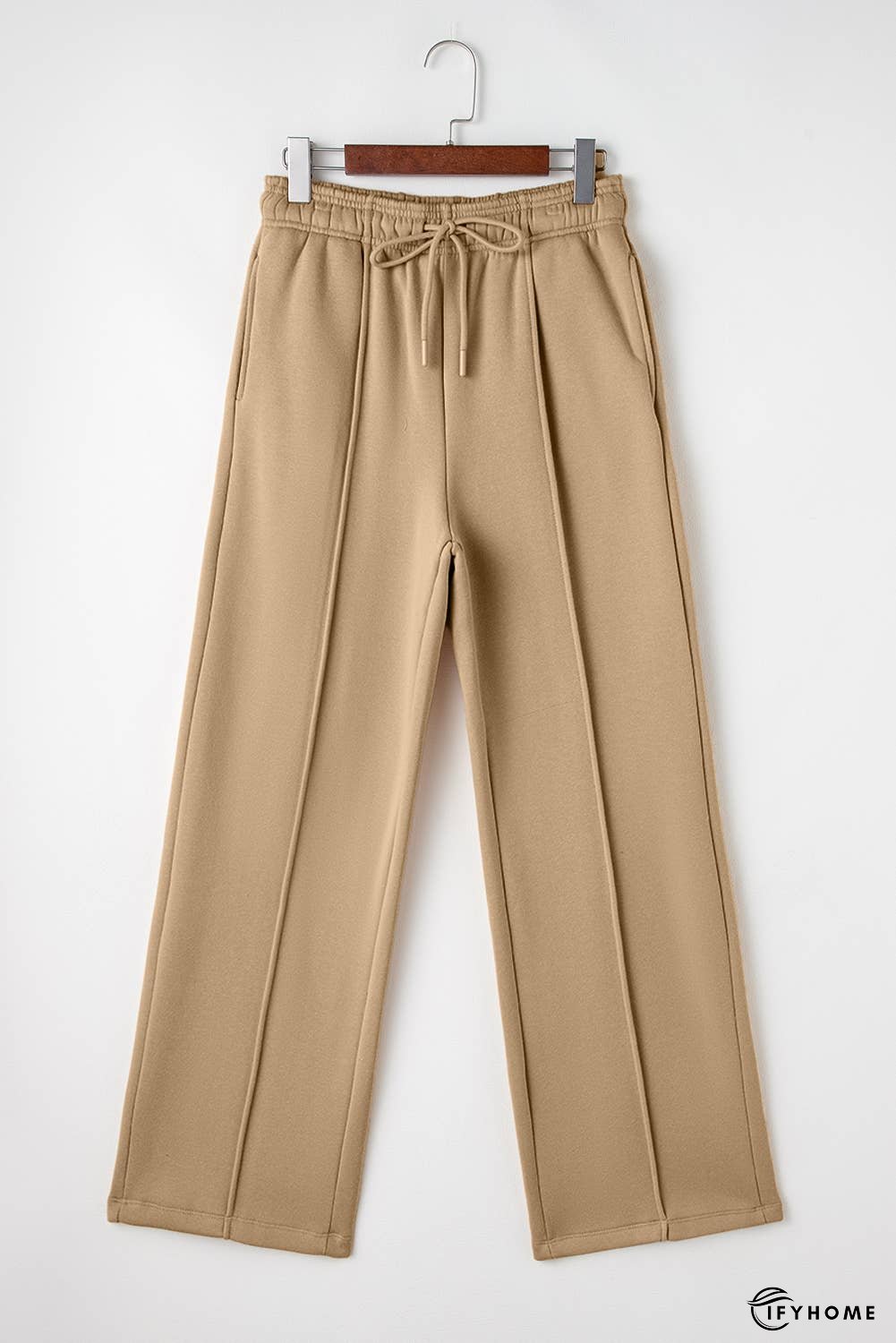 Exposed Seam Drawstring High Waist Wide Leg Pants | IFYHOME