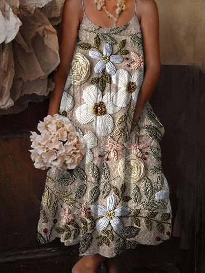 Women's Vintage Floral Print Cami Dress