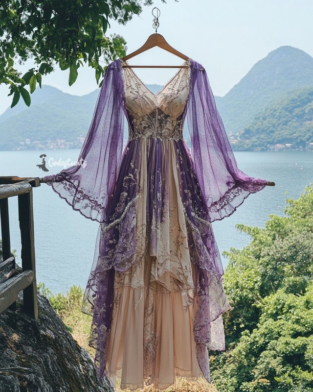 Summer Holiday Ruffle Lace Contrast Maxi Dress 05e1