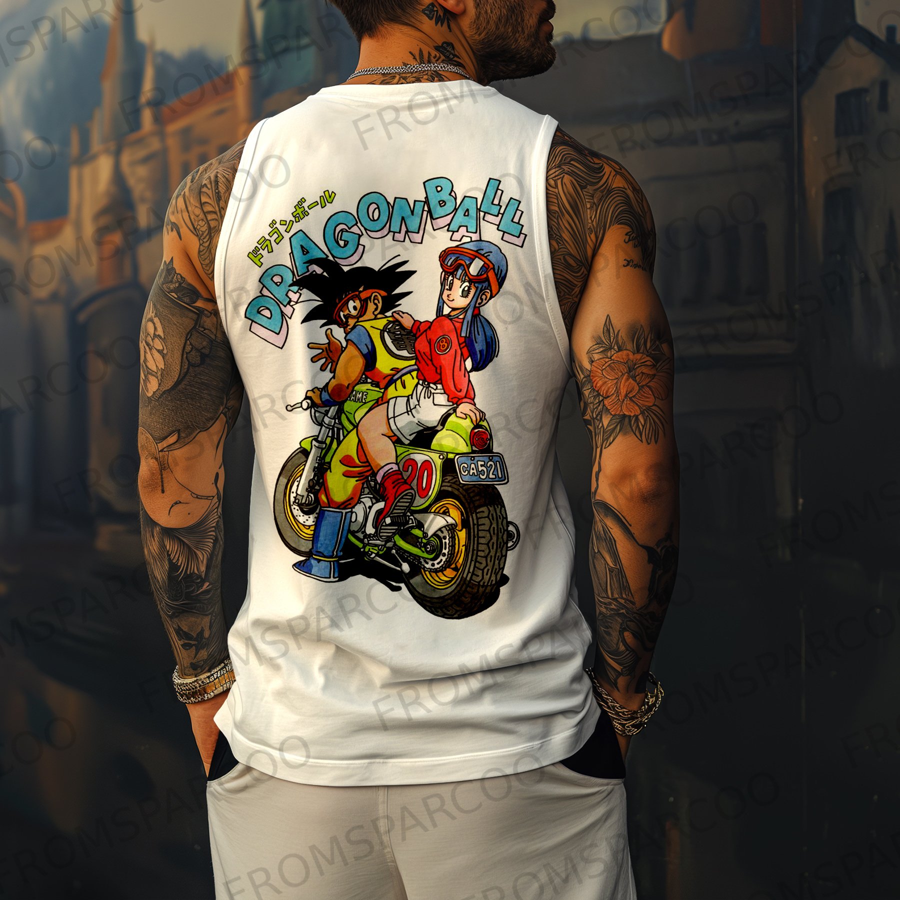 Unisex Vintage Dragon Ball Goku And Bulma Back Tank Top