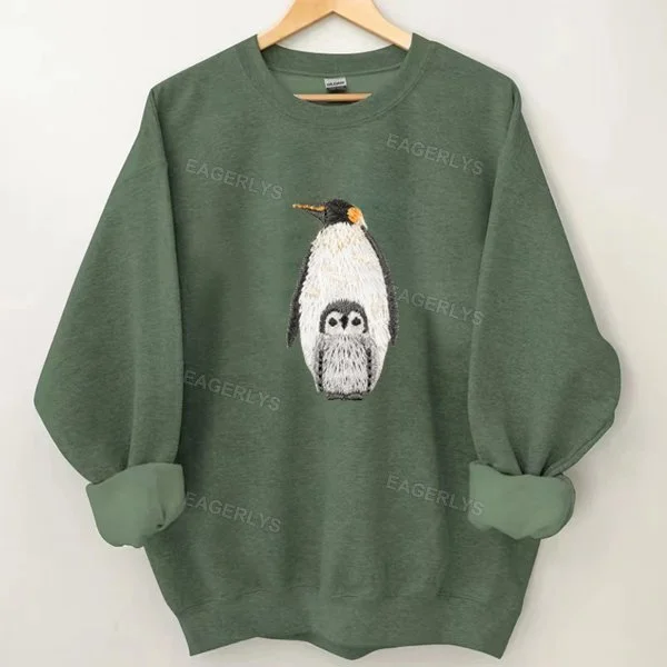 Eagerlys Penguin Iron on Patch Embroidery Sweatshirt Eagerlys