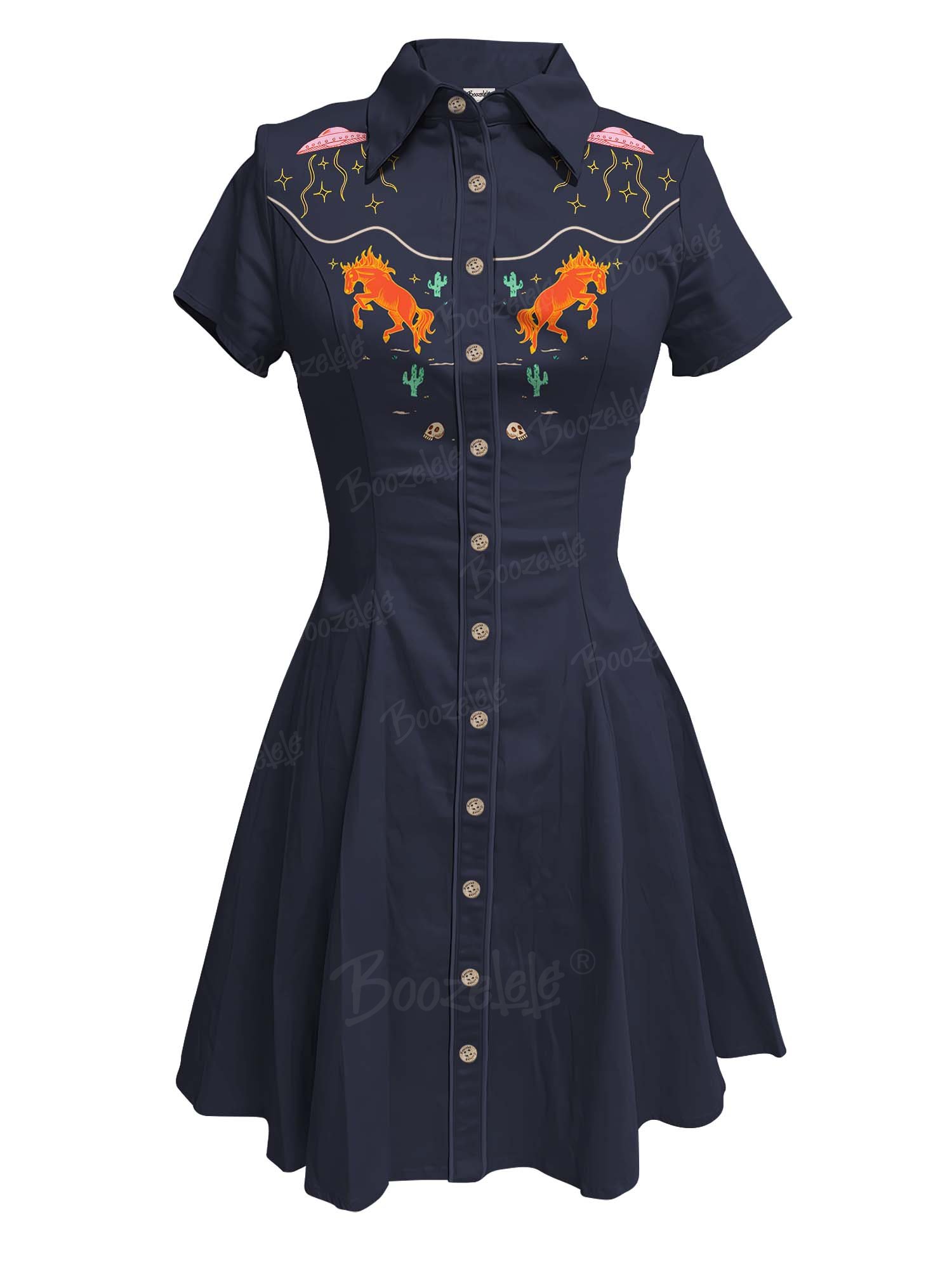 Vintage UFO And Horse - 100% Cotton Dress