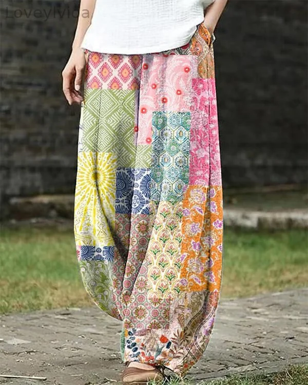 Women's Vintage Loose Floral Pants