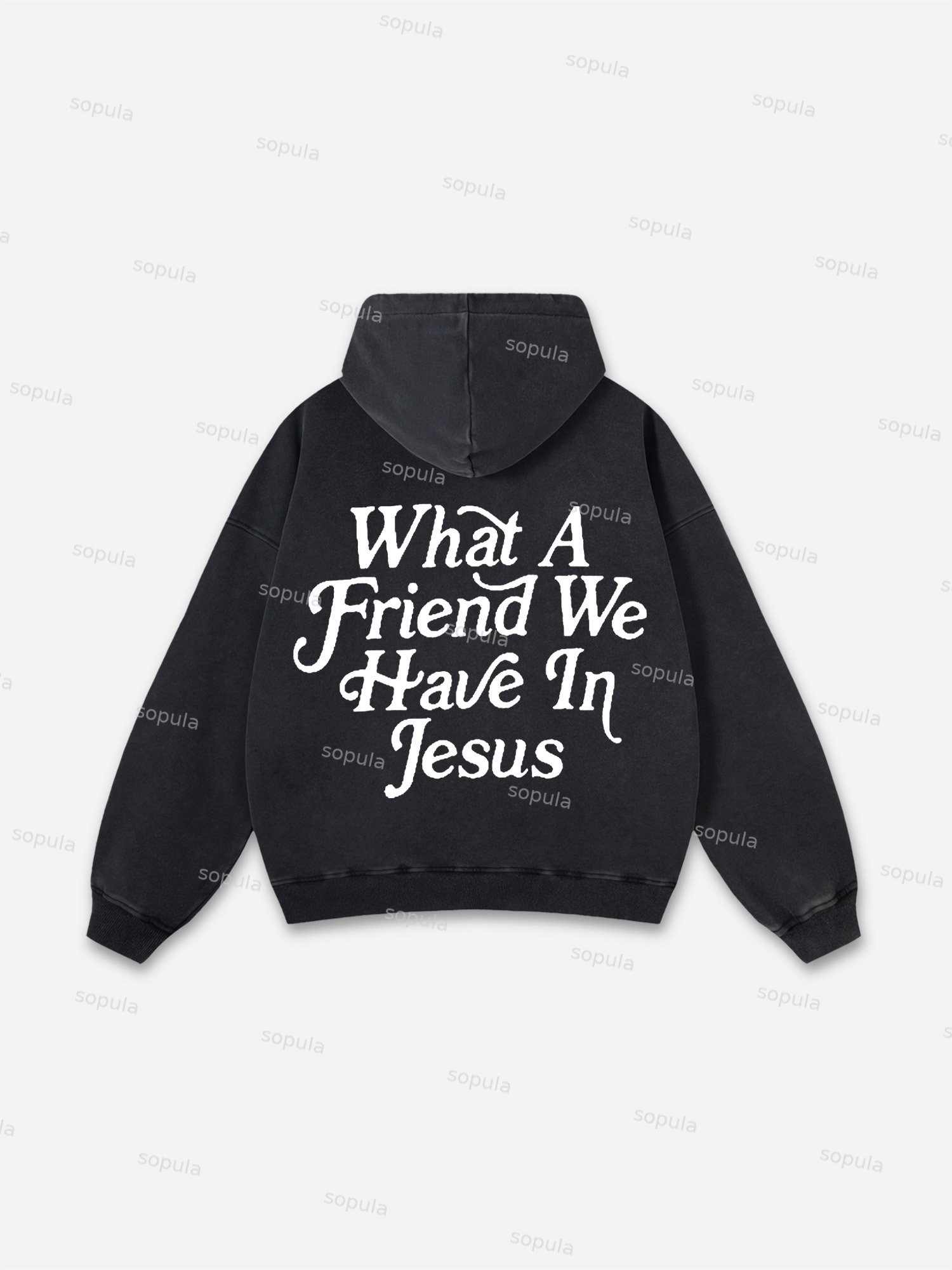 Sopula What A Friend We Have In Jesus Graphic Acid Washed Hoodie
