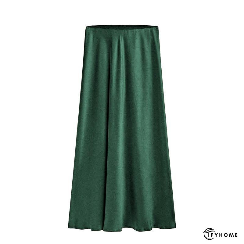 Elegant High-Waisted Satin Midi Skirt | IFYHOME