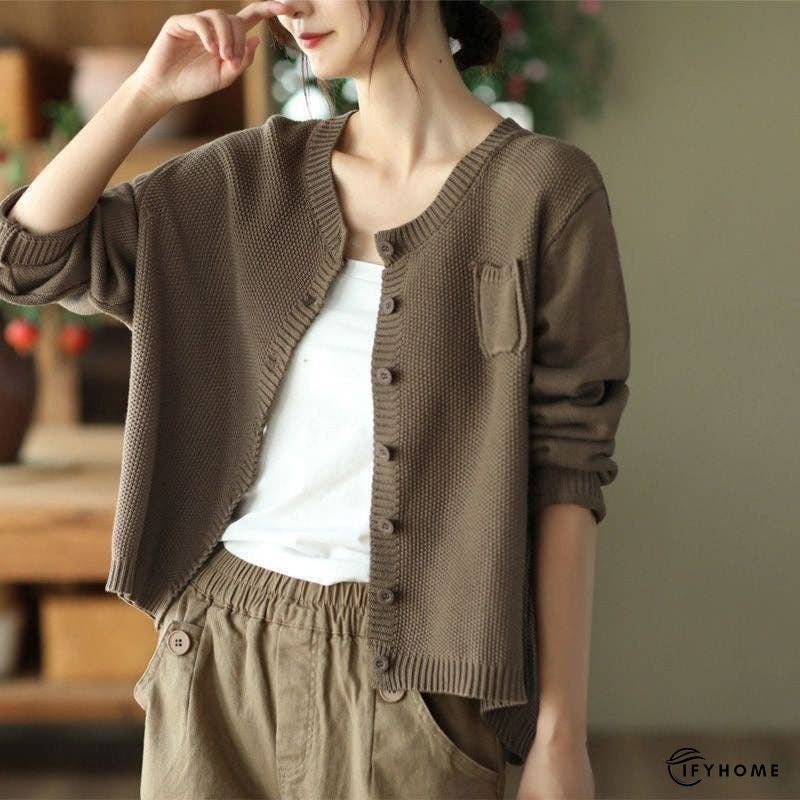 Vintage Loose Round Neck Cardigan Sweater | IFYHOME