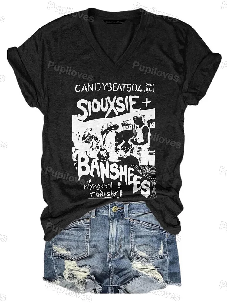Pupiloves Pupiloves Siouxsie and The Banshees V-neck T-shirt