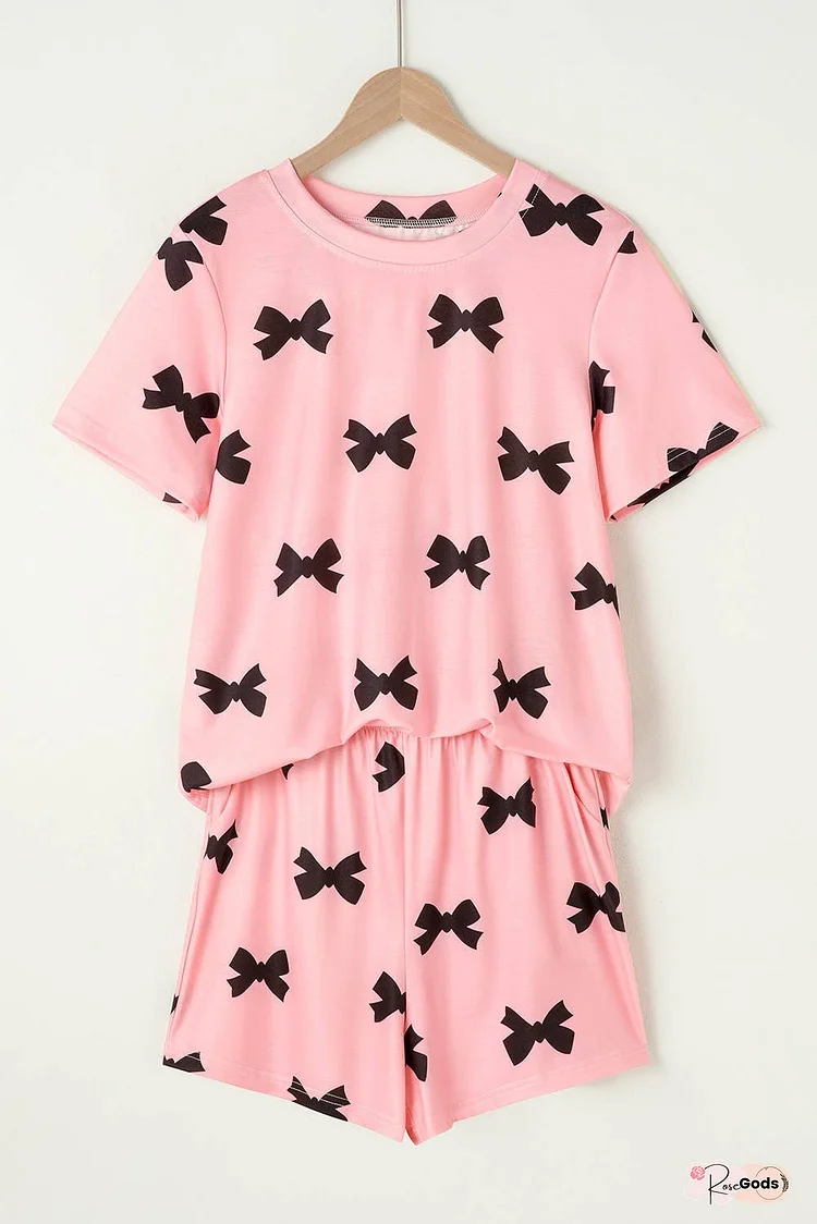 Bow Printed Short 2pcs Lounge Set