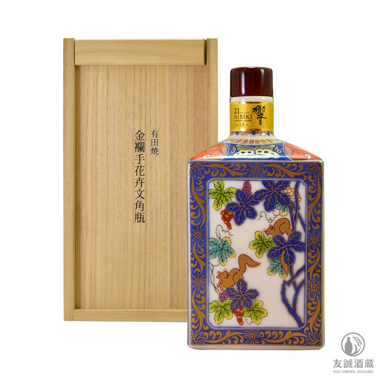 響Hibiki 21年有田燒金襴手花卉文角瓶威士忌 友誠酒藏