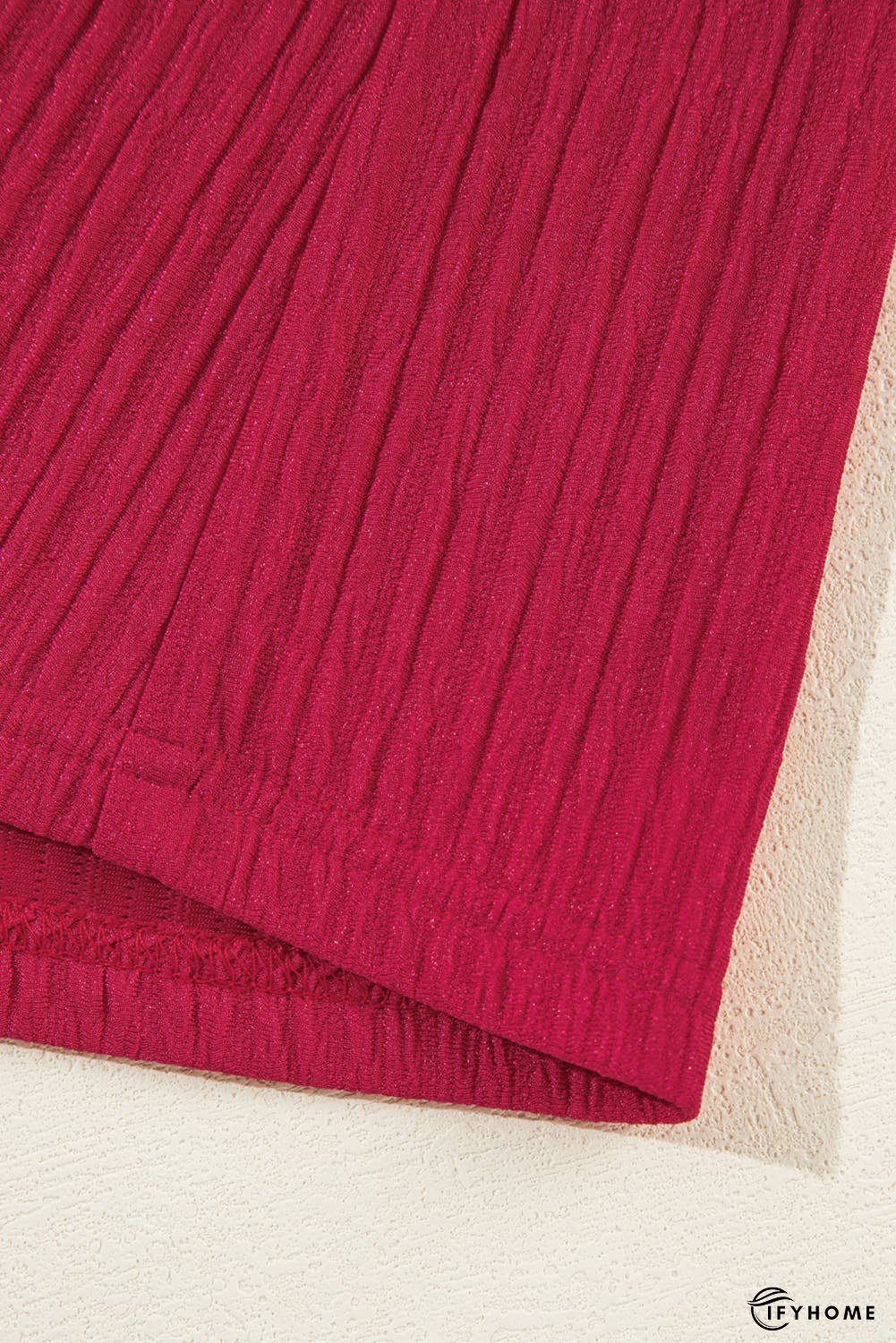 Textured Ruffled Trim V Neck Loose Fit Mini Dress | IFYHOME