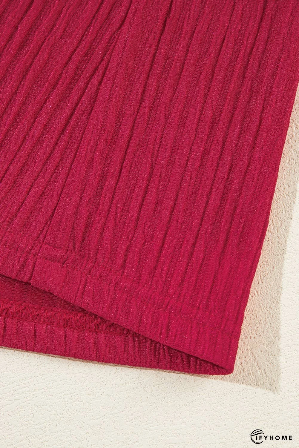 Textured Ruffled Trim V Neck Loose Fit Mini Dress | IFYHOME