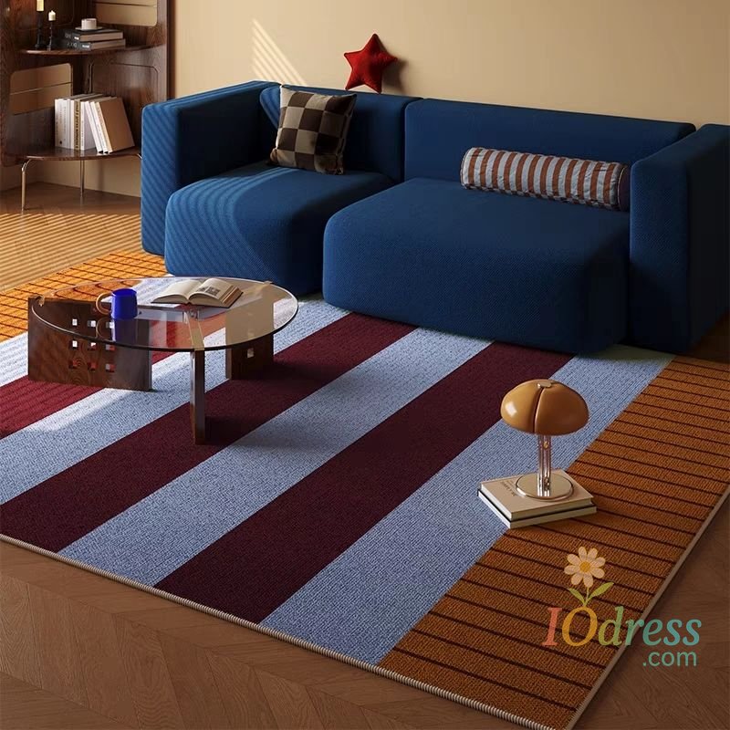 IO Dress VIKAMA Light Luxury Circle Velvet Carpet Living Room Blue Retro Sofa Coffee Table Mat Bedroom Cloakroom Carpet Home Decoration