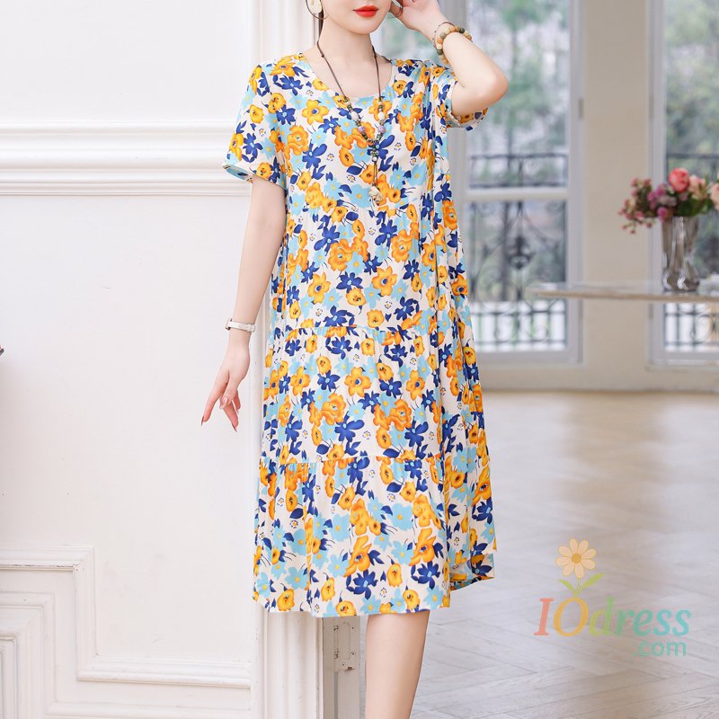 IO Dress New Dress Women Summer Sundress 2024 Casual short sleeve dress Vestidos Female O-Neck Robe Oversized Bohemian dresses