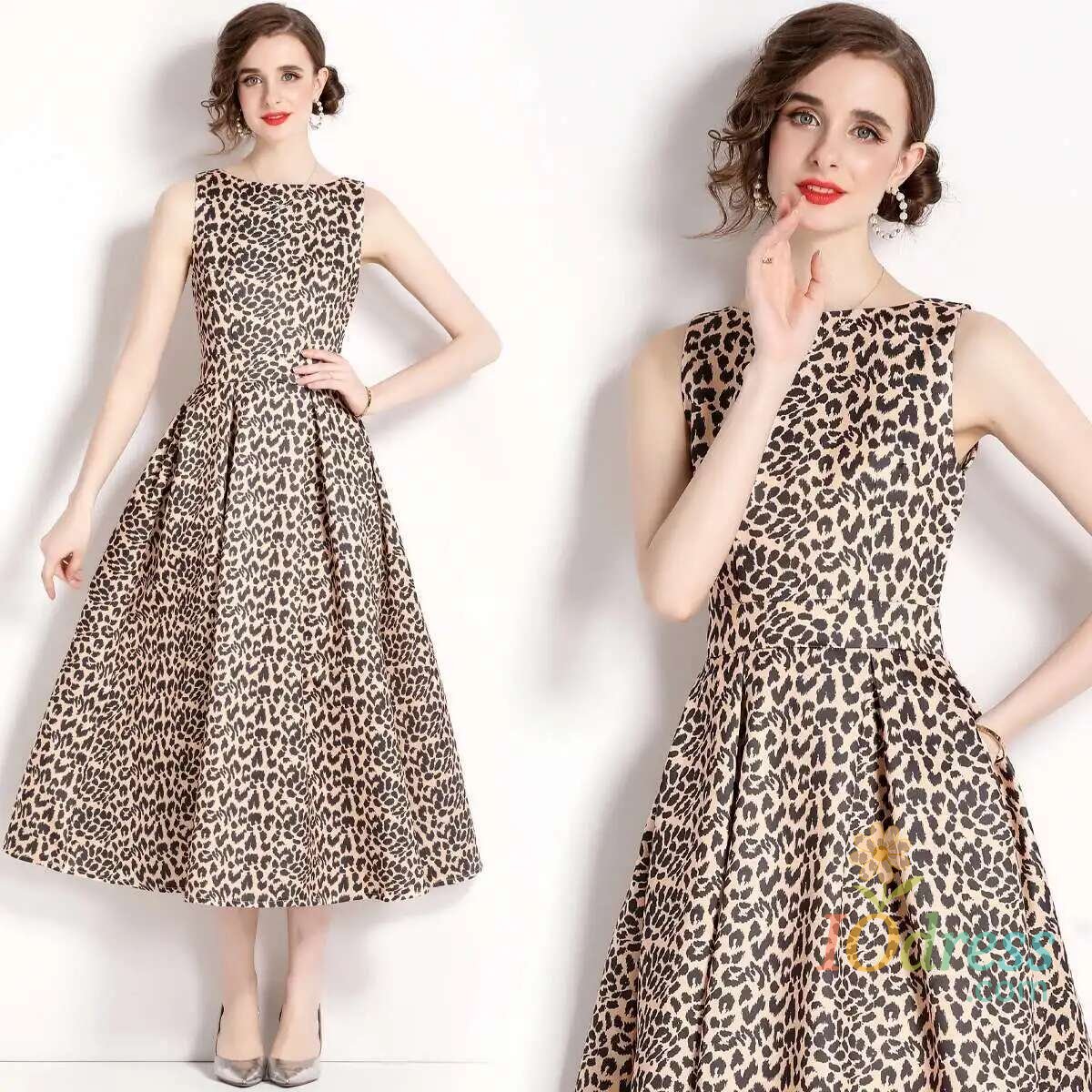 IO Dress Fashion Summer Jacquard Floral Dress Women's Sleeveless Tank High Waist Flower Print Long Calf Length Beach Party Vestidos IO Dress