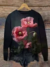 Unisex Floral Art Print V-Neck Short Sleeve T-Shirt