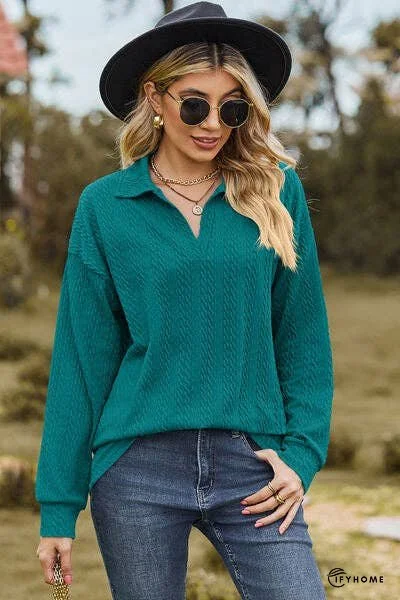 Johnny Collar Dropped Shoulder Blouse | IFYHOME