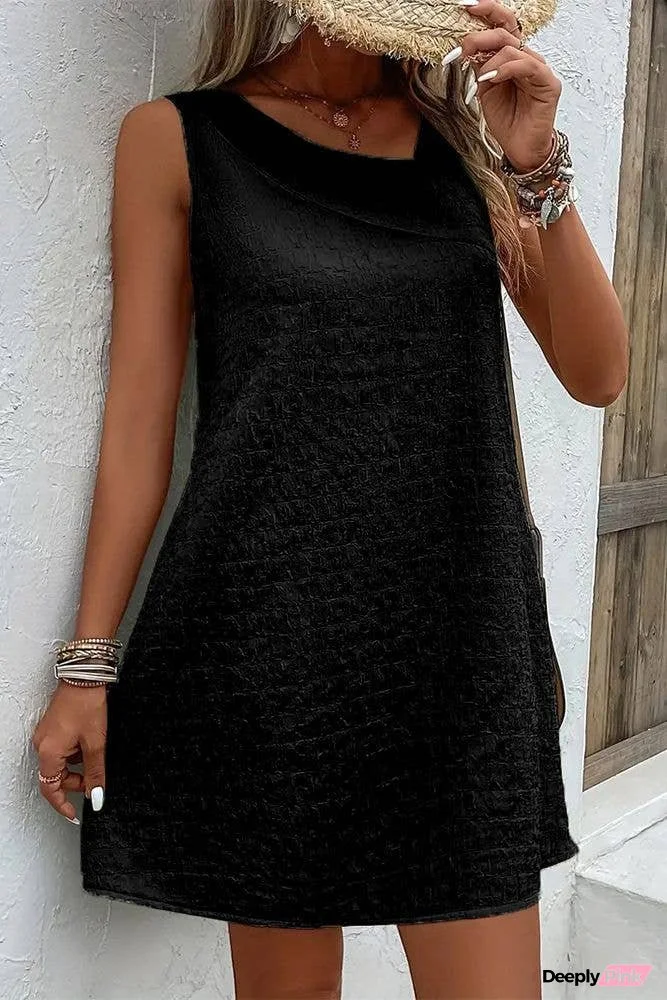 Spring Summer Plain Sleeveless Mini Dress MYF0001