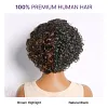 Natural Black / Brown Highlight Water Wave Pixie Cut Glueless Short Curly Wig