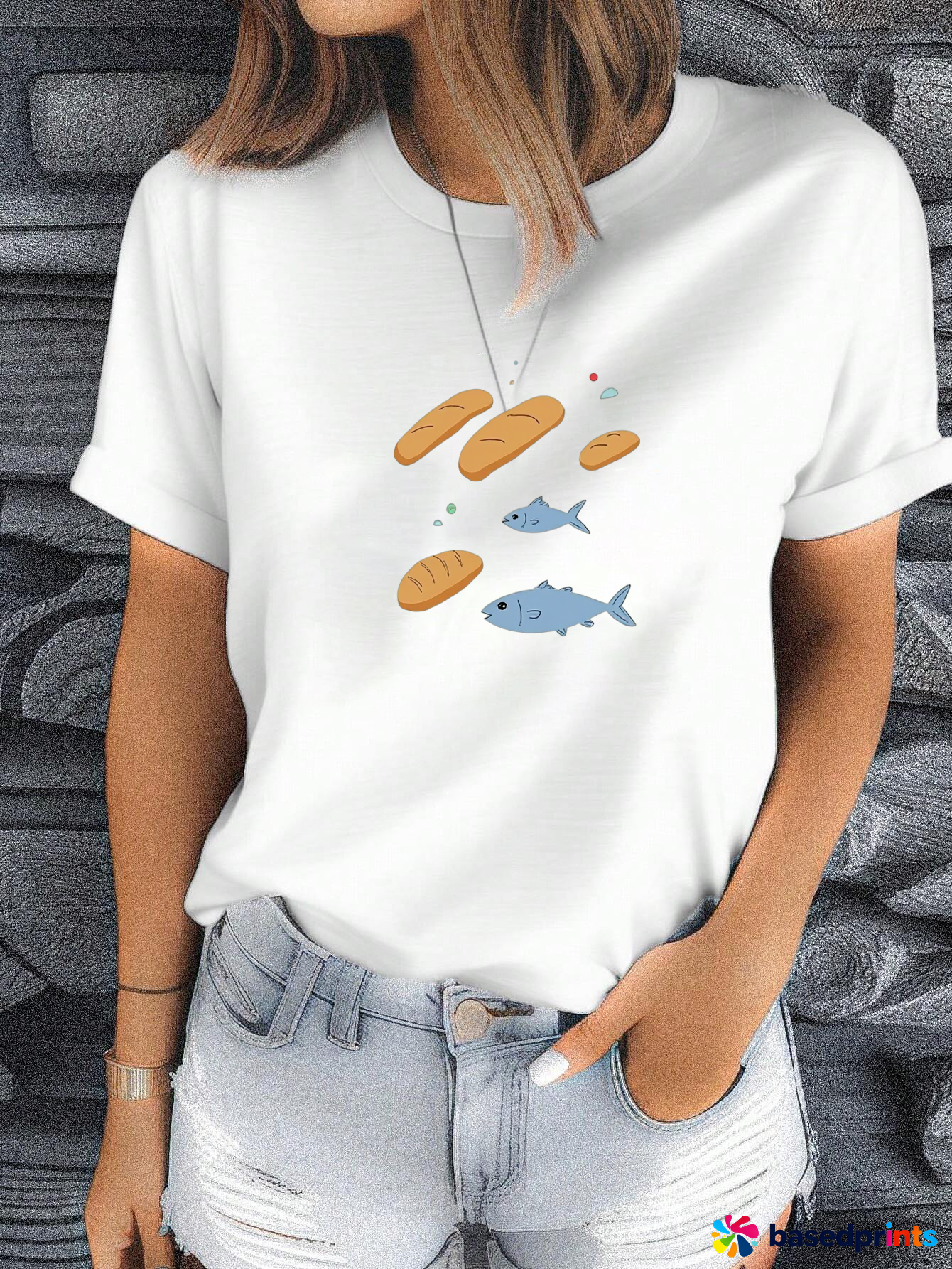 Fish and Bread White T-Shirt