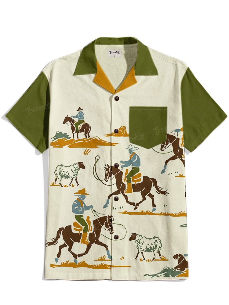 Wild Cowboy - 100% Cotton Cuban Collar Shirt