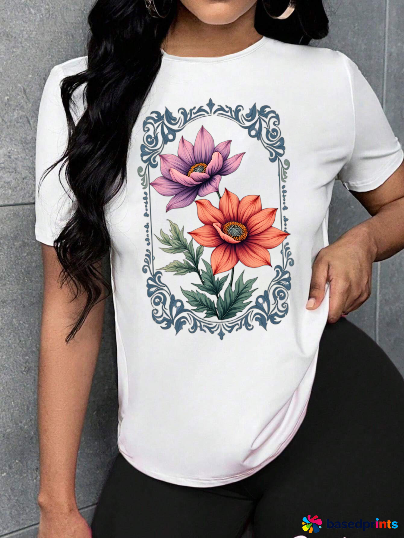 White Floral Print Short Sleeve T-Shirt