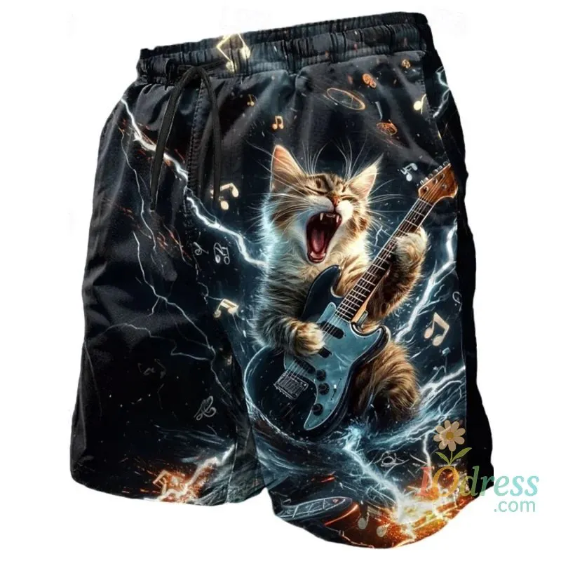 IO Dress  Mouse Cat Music Shark 3D Print Sports Quick-dry Men Women Beach Shorts Casual Fashion Loose Surfing Outdoor Street Summer Pants IO Dress