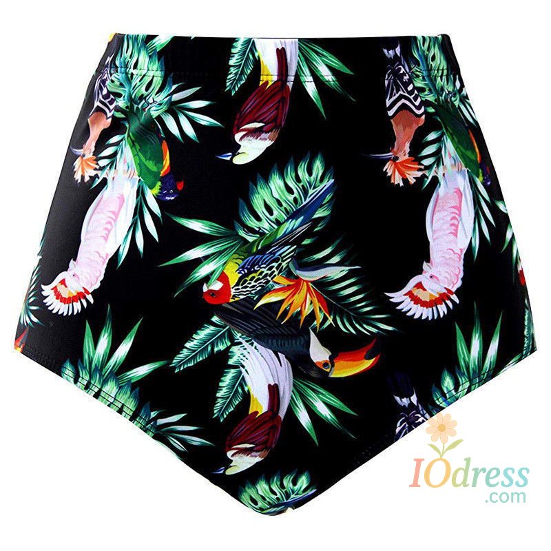IO Dress Women Bikini Shorts Swimwear High Waist Beach Swim Shorts Floral Solid Color Swimsuits Bottoms Tankini Plus Size S-4XL
