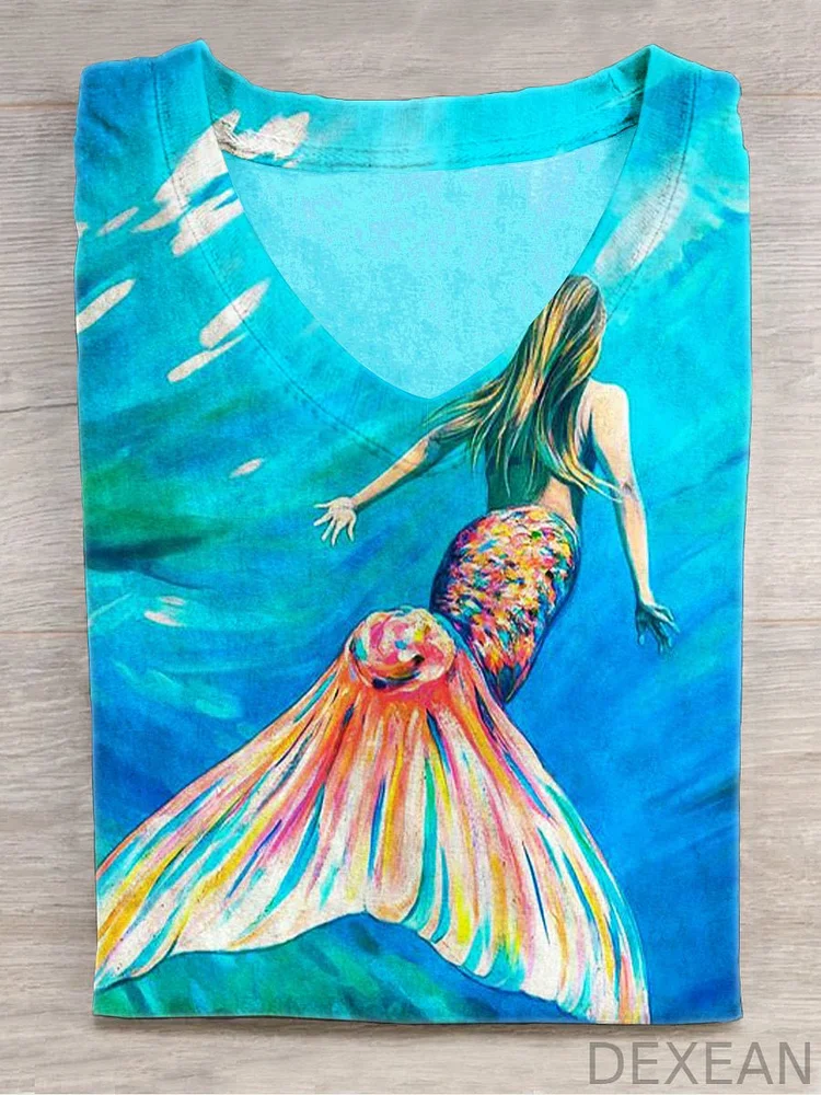Women's Mermaid Painted Graphic T-Shirt