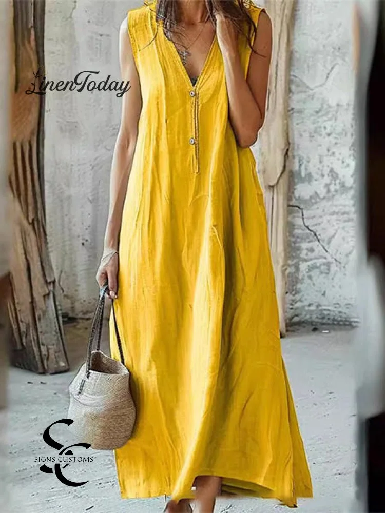 Cotton and Linen Sleeveless Vest Dress