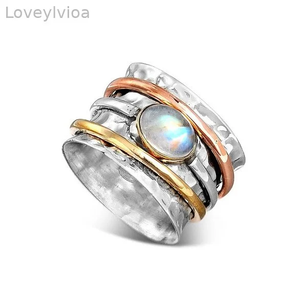 Chunky Moonstone Meditation Silver Ring