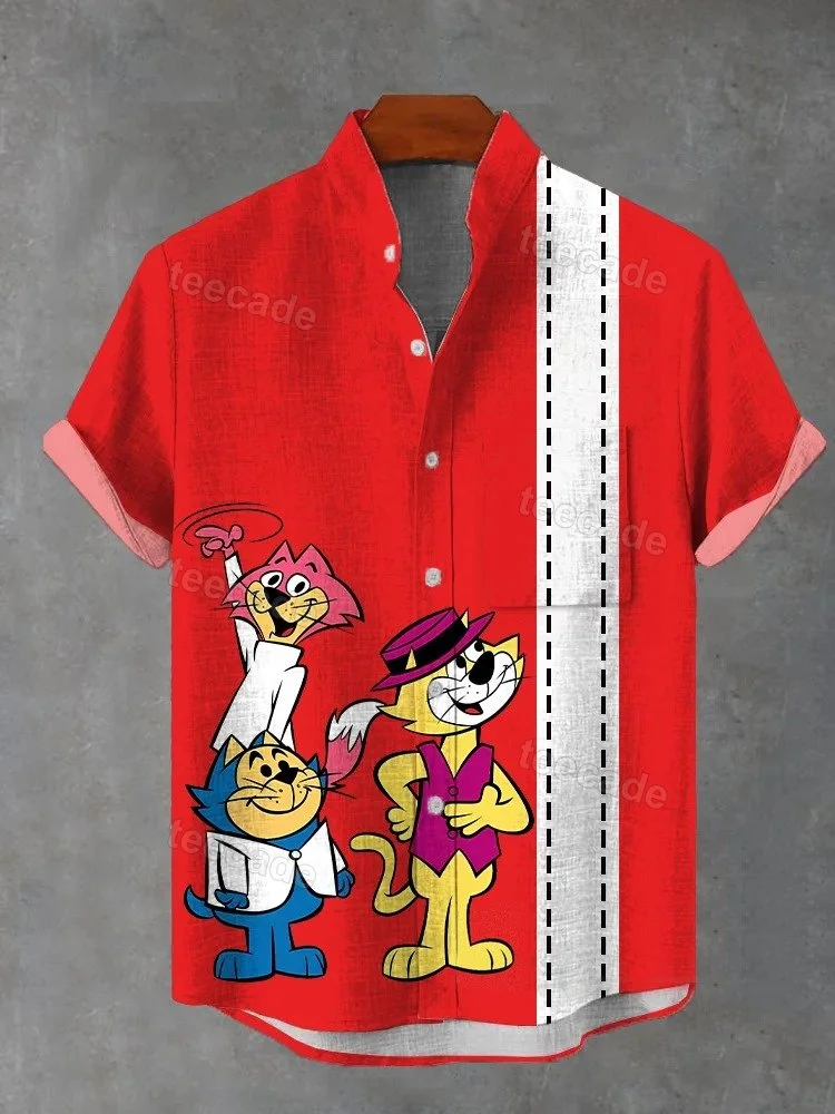 Teecade Teecade Cartoon Cat Art Print Shirt