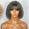 Salt and Pepper  Curly Hair Wig With Bangs Glueless Wigs