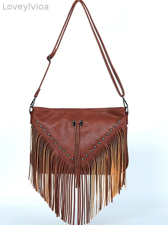 Casual Studded Fringe Shoulder Bag