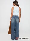 Paltrow Mid Rise Wide Leg Cargo Jeans Mid Blue Wash