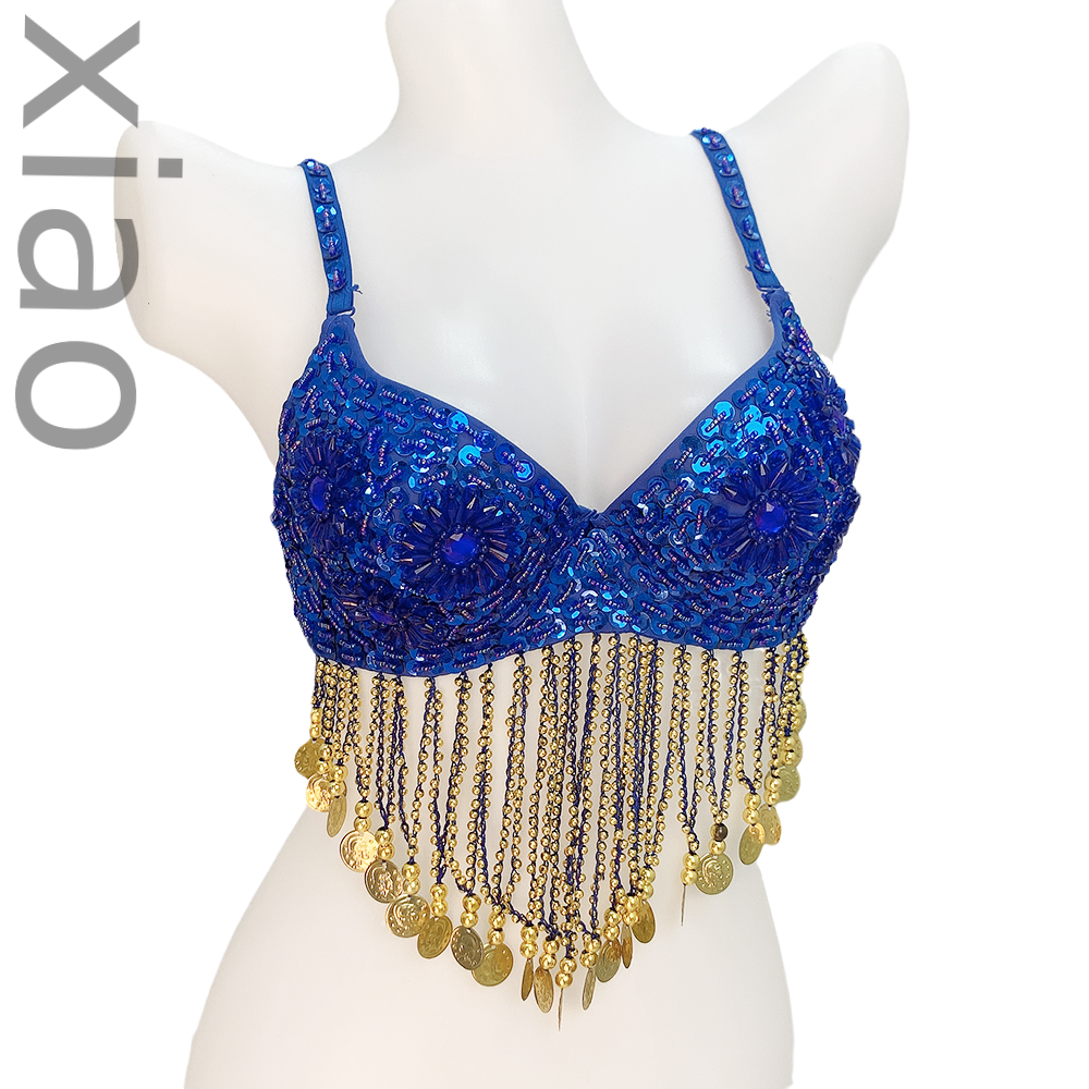 Bras-New Sequin Fringe Professional Women Belly Dance Costumes Bra Tassel Sexy Bellydancing Clothes Carnival Club Bellydance Top Bra-Bras