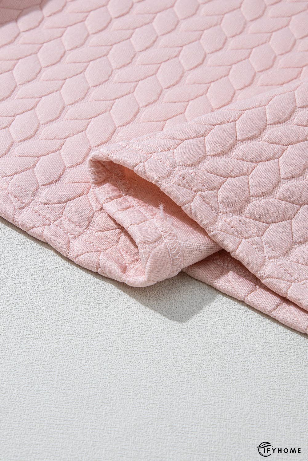 Rosy Waffle Quilted Puff Sleeve Sweatshirt | IFYHOME