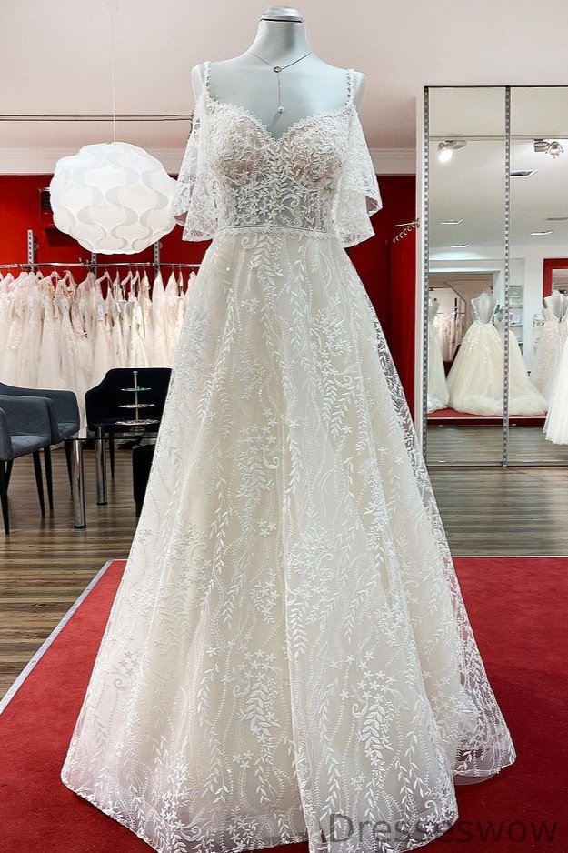 Dresseswow Fabulous Long Sleeves Sweetheart Wedding Dress With Tulle Lace Appliques