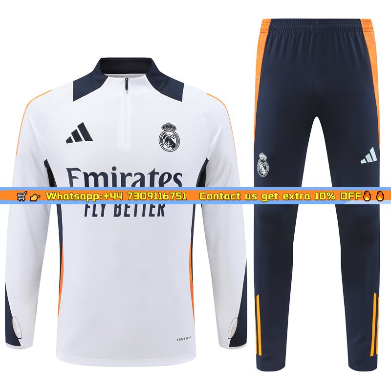 Real Madrid 24-25 Long Sleeve Training Set - White