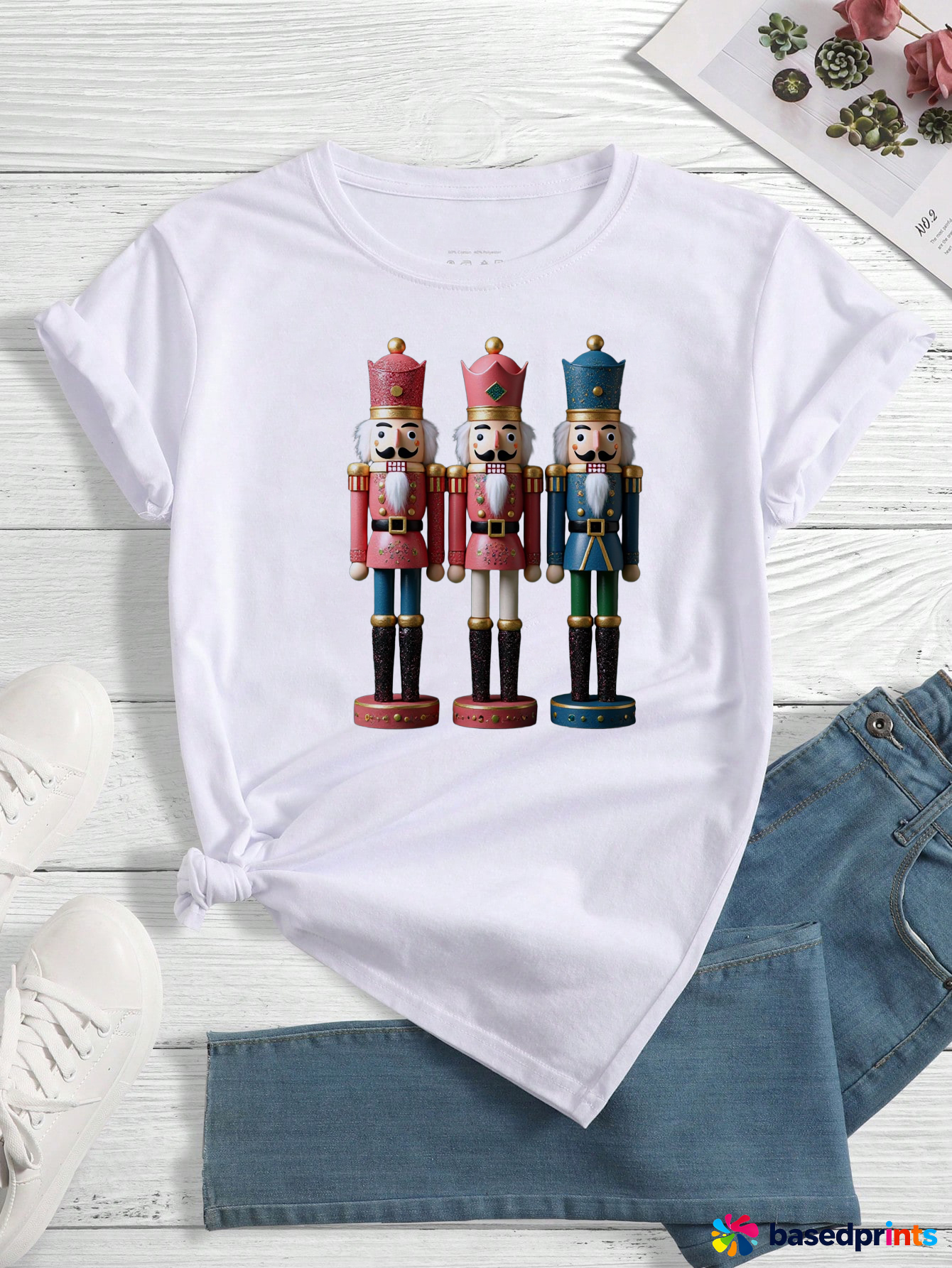 Christmas Nutcracker T-Shirt Women's Short Sleeve Cotton Casual Tee