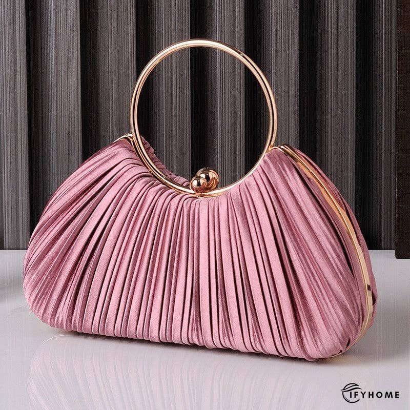 Pleated Round Ring Evening Clutch Bag | IFYHOME