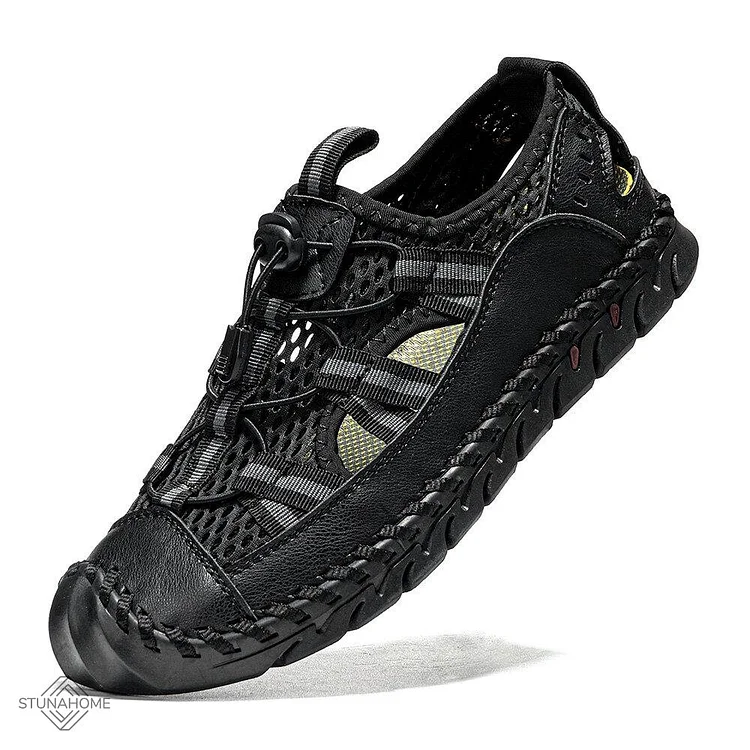 Stunahome Men's Closed Toe Mesh Splicing Outdoor Microfiber Leather Sandals shopify Stunahome.com