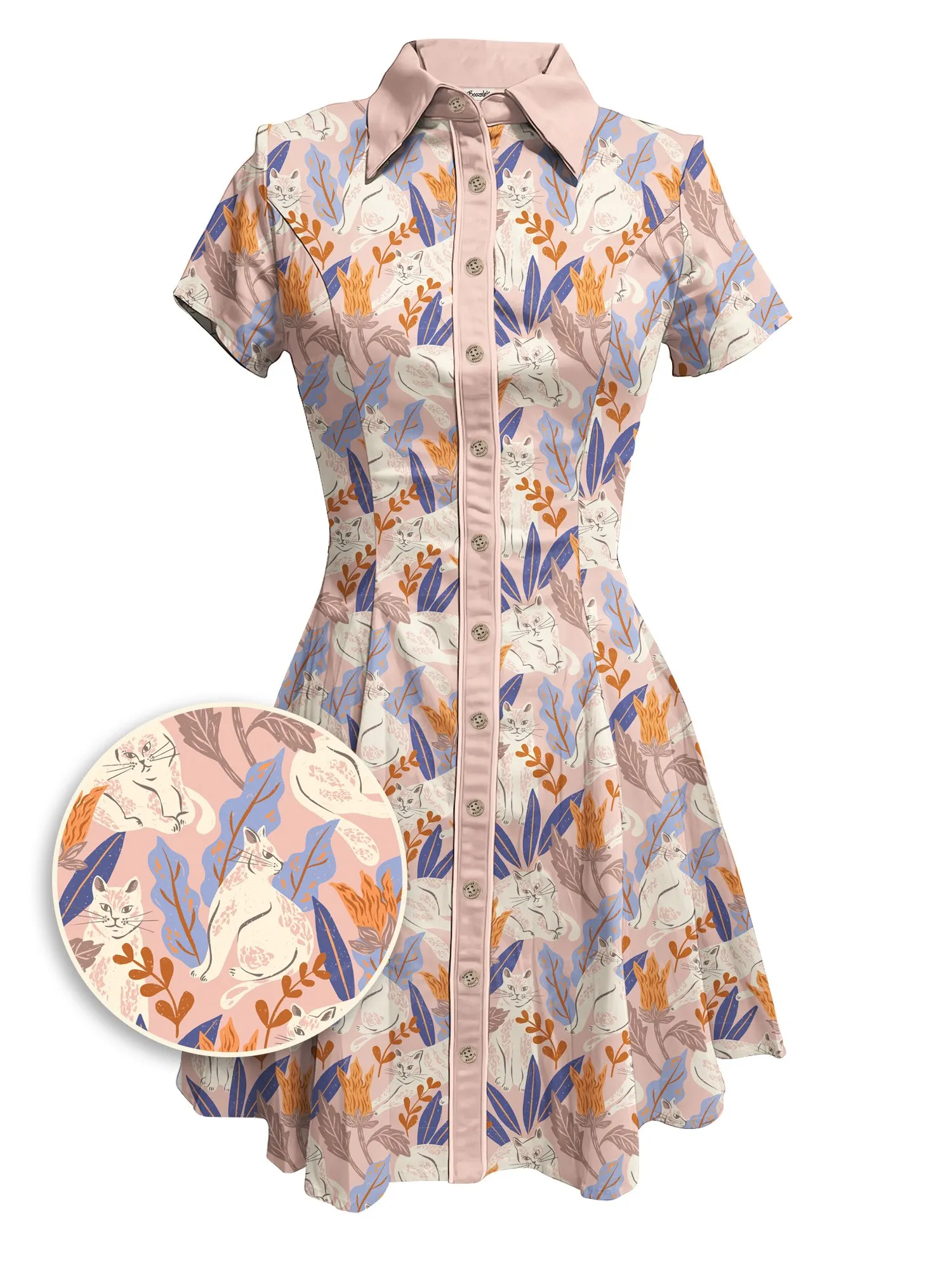 【Samira AhmadianZadeh X Boozelele】Retro Paws & Petals - 100% Cotton Dress