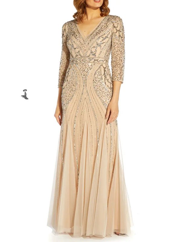 Mid-sleeve high-end lace elegant wedding ladies dress