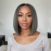 Salt and Pepper Highlight Wig Straight Bob Wig