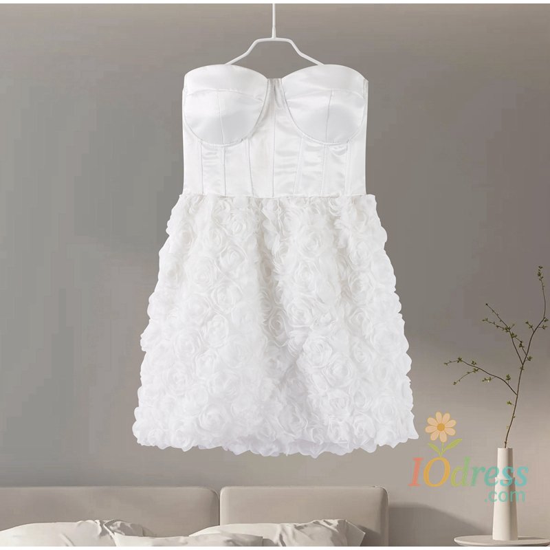 IO Dress 3D Flower Strapless Dresses Women Sexy Backless Sleeveless Bandage Tube Mini Dress 2025 Spring New Lady Elegant A-line Vestidos IO Dress