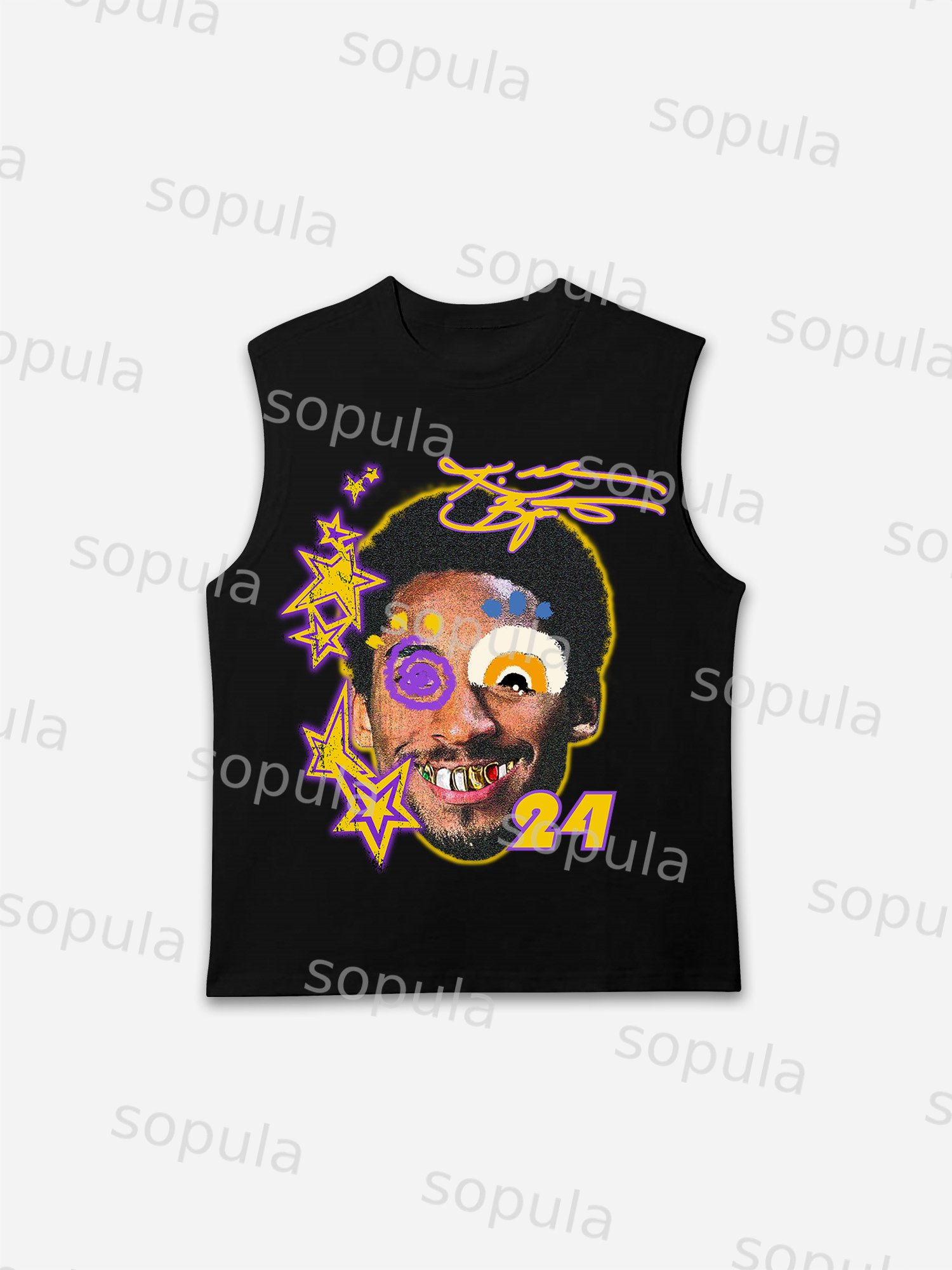 Kobe Bryant Graffiti Portrait Graphic Tank Top Sleeveless Shirt