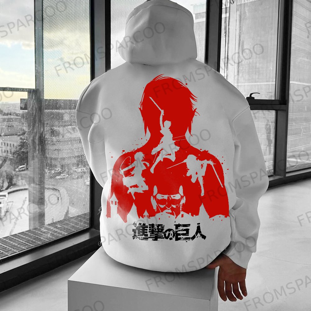 Unisex Oversized Attack on Titan Anime Print Hoodie
