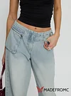 Paltrow Mid Rise Wide Leg Cargo Jeans Faded Blue Wash