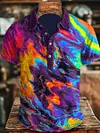 Abstract Color Clash Art Rendering Casual Printed Long Sleeve Shirt