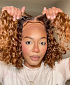 Black Gradient Brown Highlight Deep Curly Glueless Wig